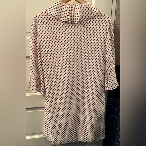 Sold — Louis Vuitton 2019 Silk Chiffon Wrap Dress Ivory Red Black Dot FR38 6 - Picture 3 of 14